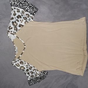 Leopard print misslook short sleeve shirt plus size